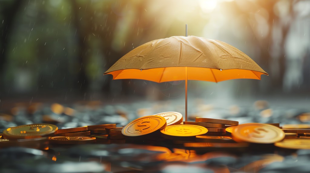 umbrella covering coins symbolizing tax shelter and wealth protection strategy