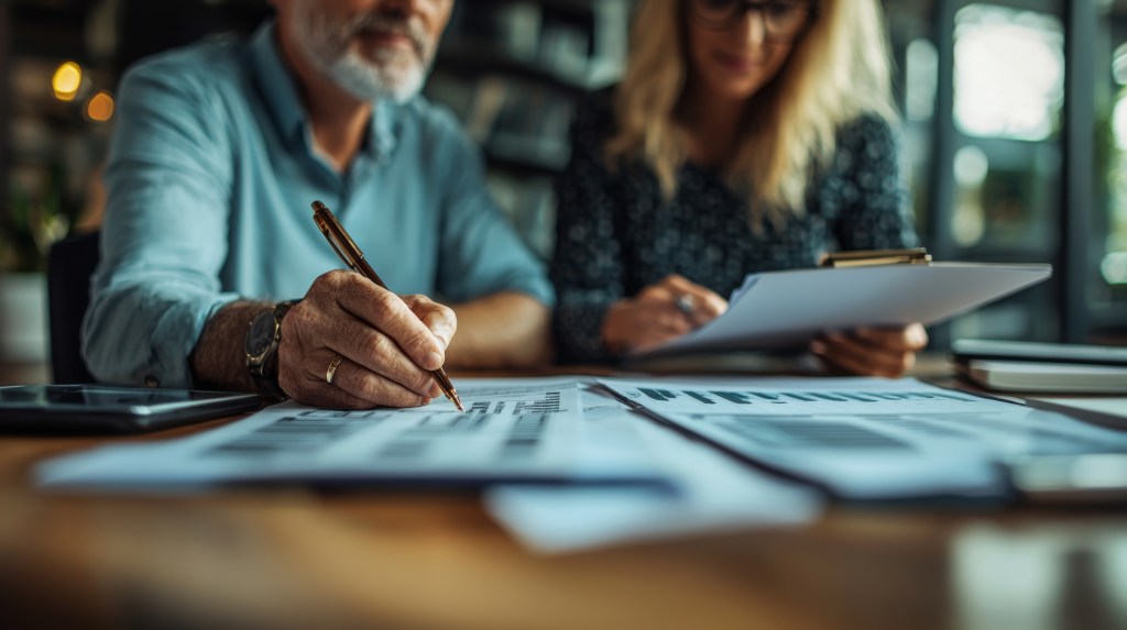 couple calculating retirement savings to determine how much they need to retire